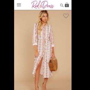 NWT Red dress Boutique Colorful midi Aztec dress